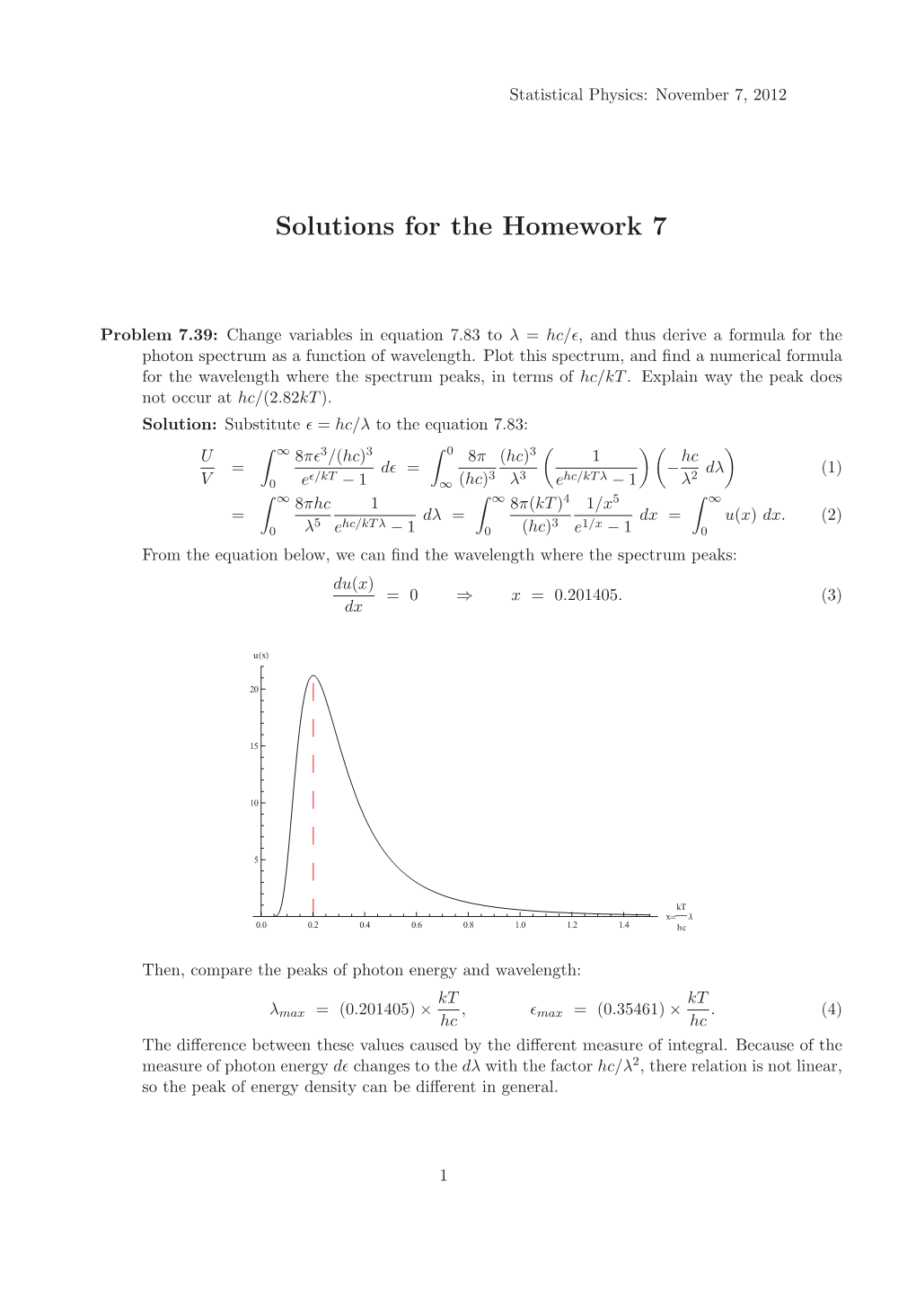 Solutions for the Homework 7