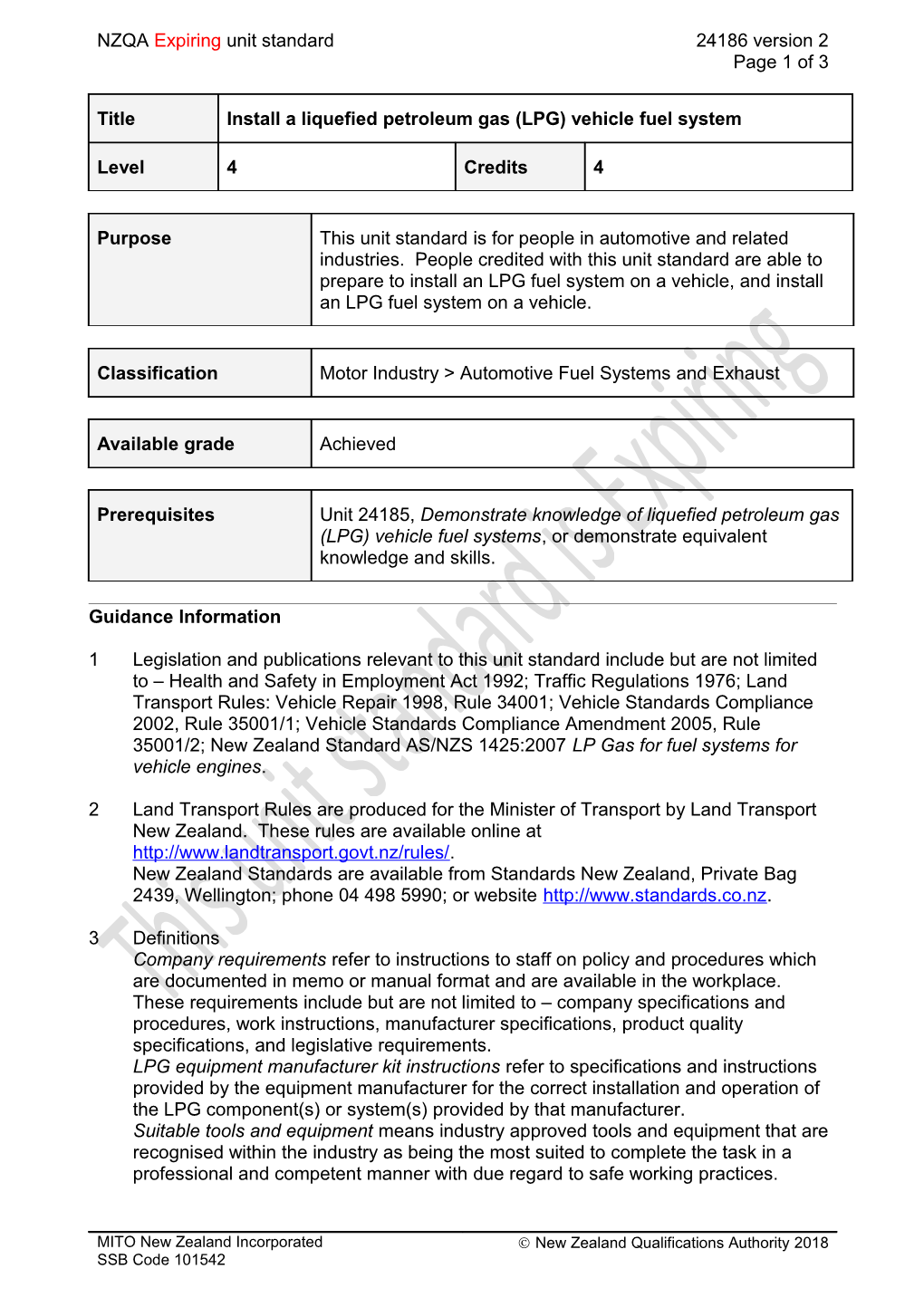 24186 Install a Liquefied Petroleum Gas (LPG) Vehicle Fuel System