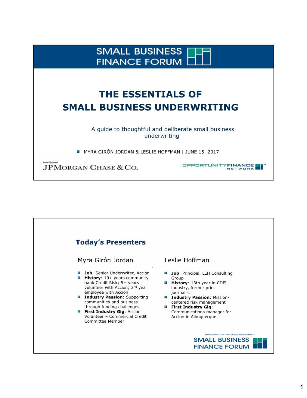 The Essentials of Small Business Underwriting