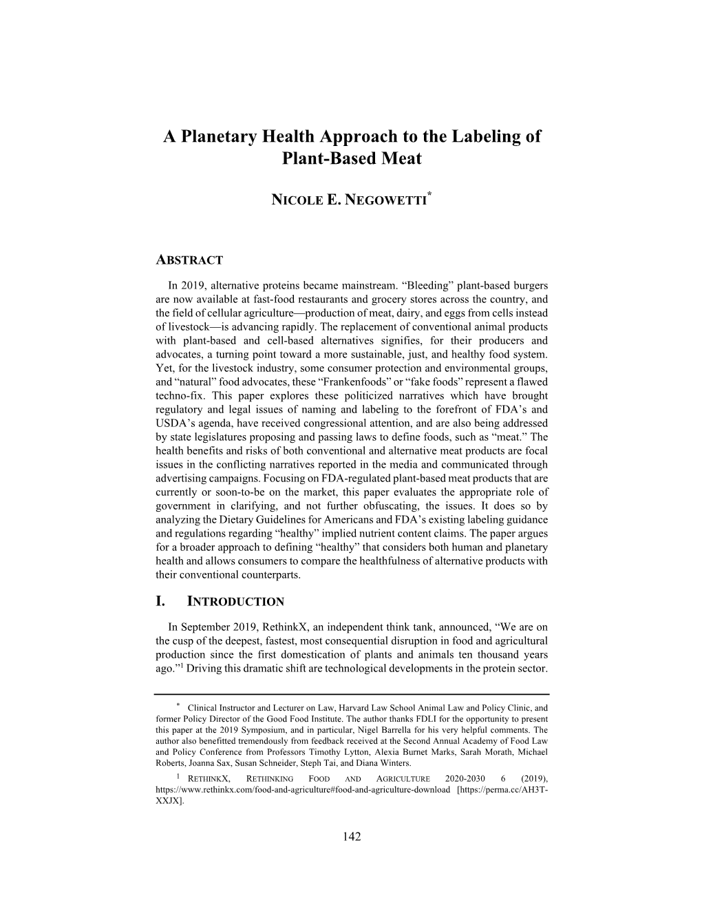 A Planetary Health Approach to the Labeling of Plant-Based Meat