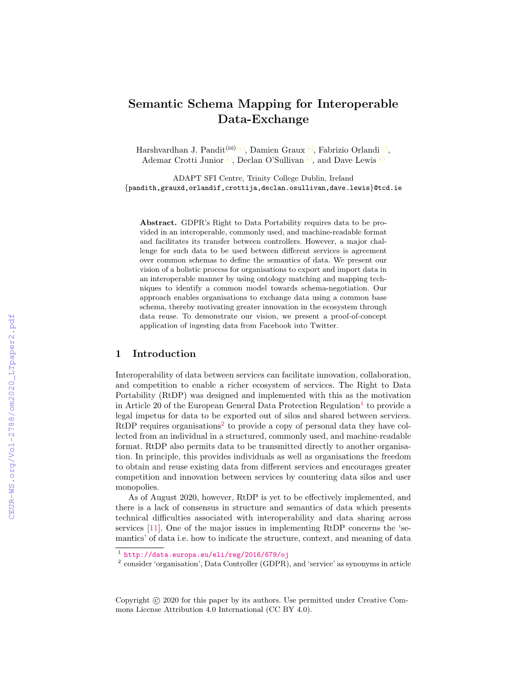 Semantic Schema Mapping for Interoperable Data-Exchange