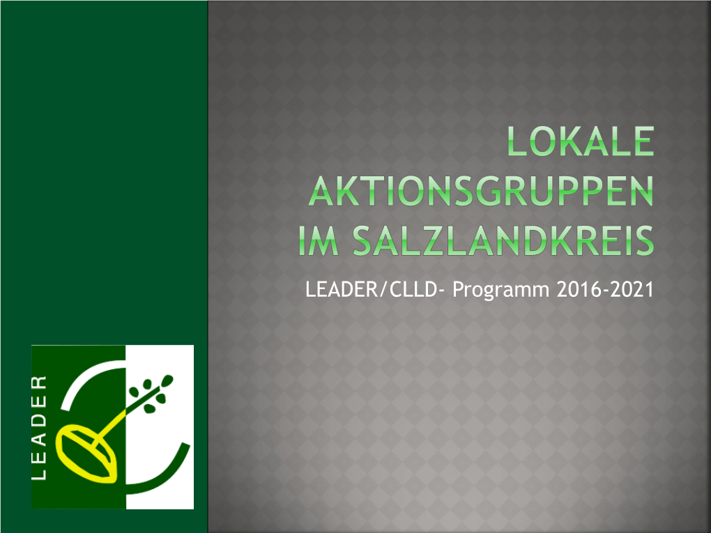 Lokale Aktionsgruppen Im Salzlandkreis