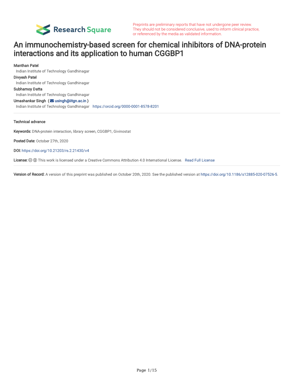 An Immunochemistry-Based Screen for Chemical Inhibitors of DNA-Protein Interactions and Its Application to Human CGGBP1