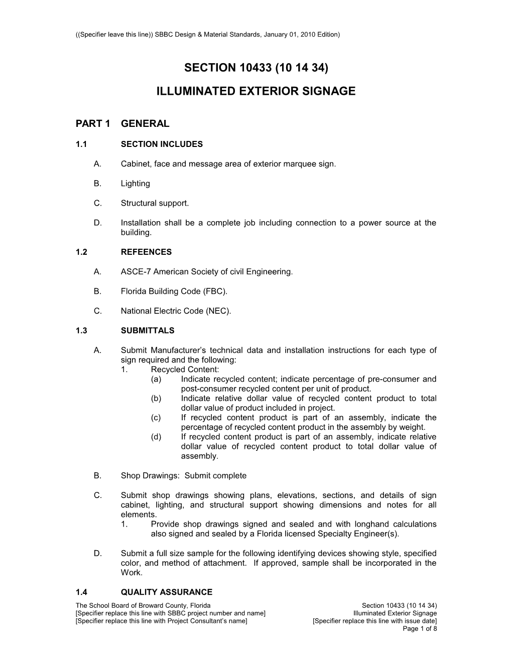 Specifier Leave This Line)) SBBC Design & Material Standards, January 01, 2010 Edition s1