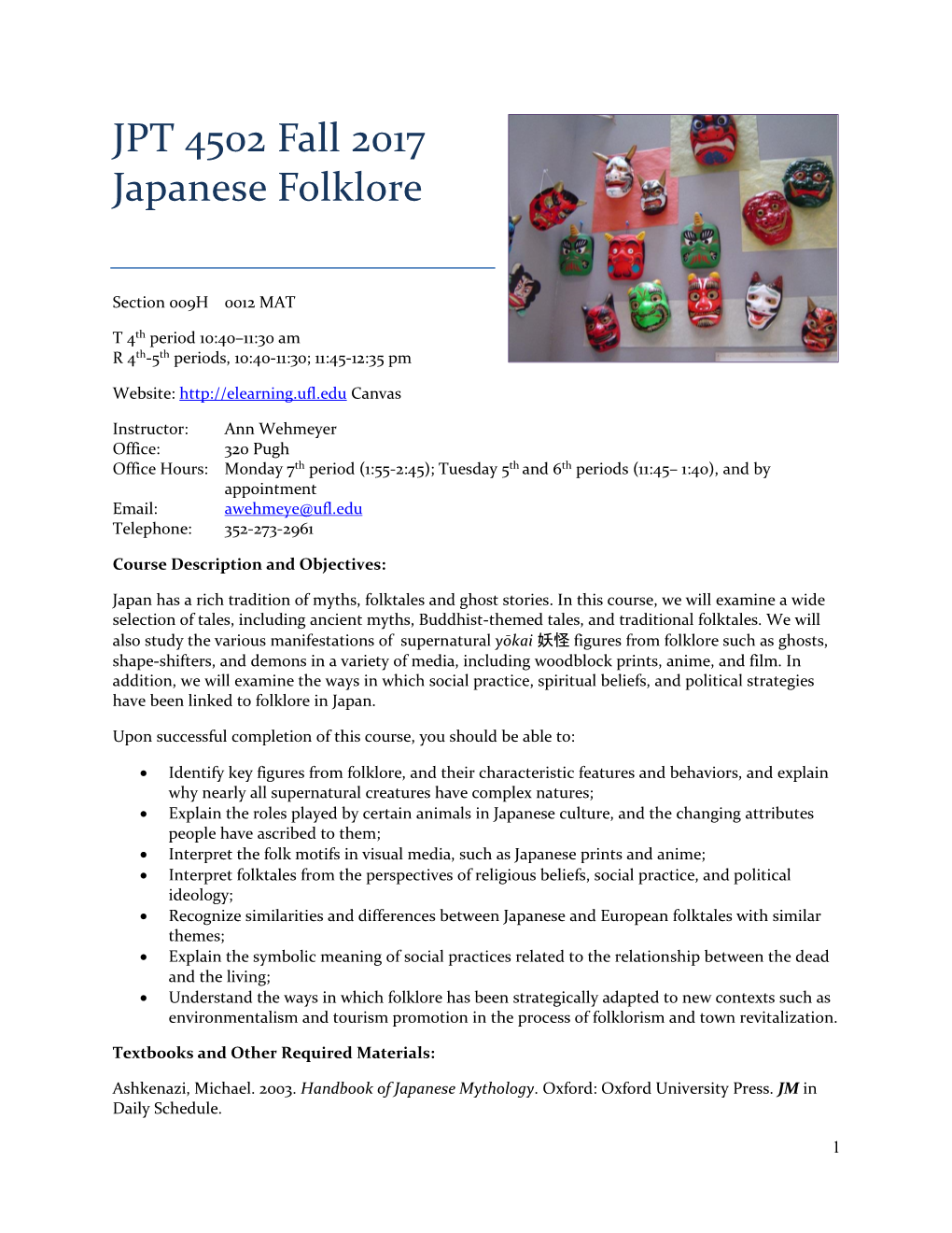 JPT 4502 Fall 2017 Japanese Folklore