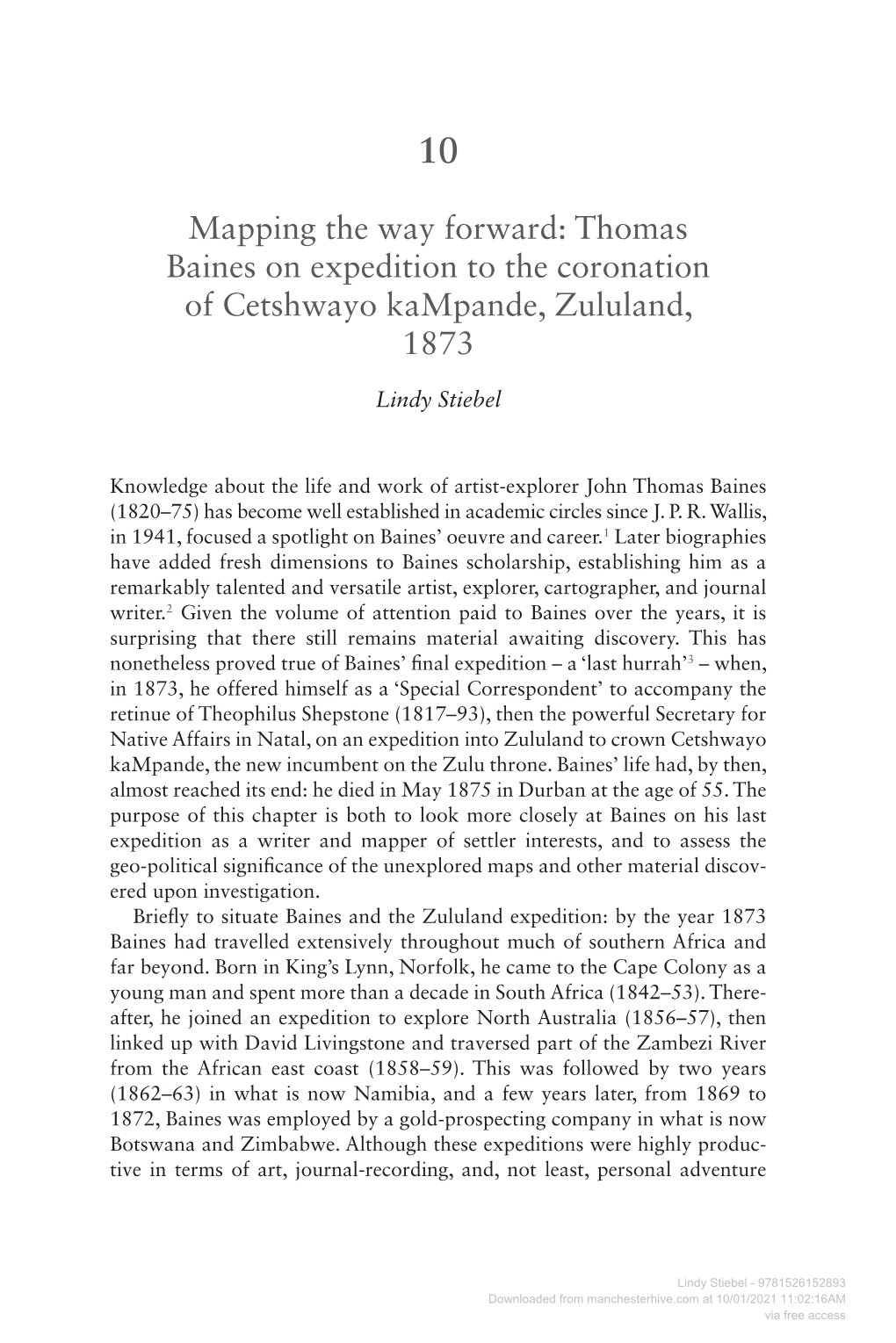 Thomas Baines on Expedition to the Coronation of Cetshwayo Kampande, Zululand, 1873