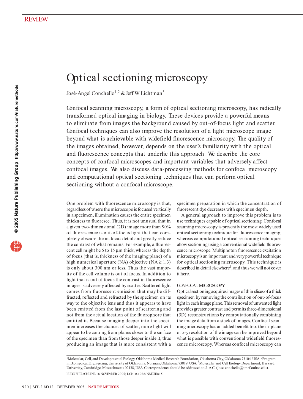 Optical Sectioning Microscopy
