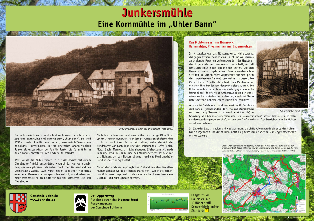 Junkersmühlejunkersmühle Eine Kornmühle Im „Uhler Bann“