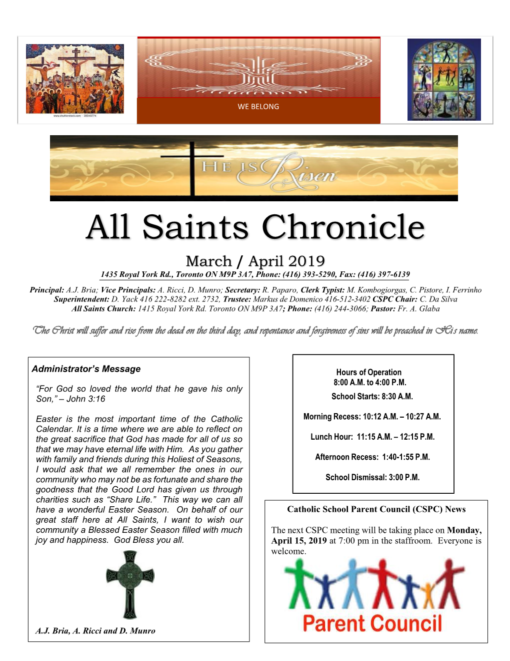 All Saints March-April Newsletter 2019
