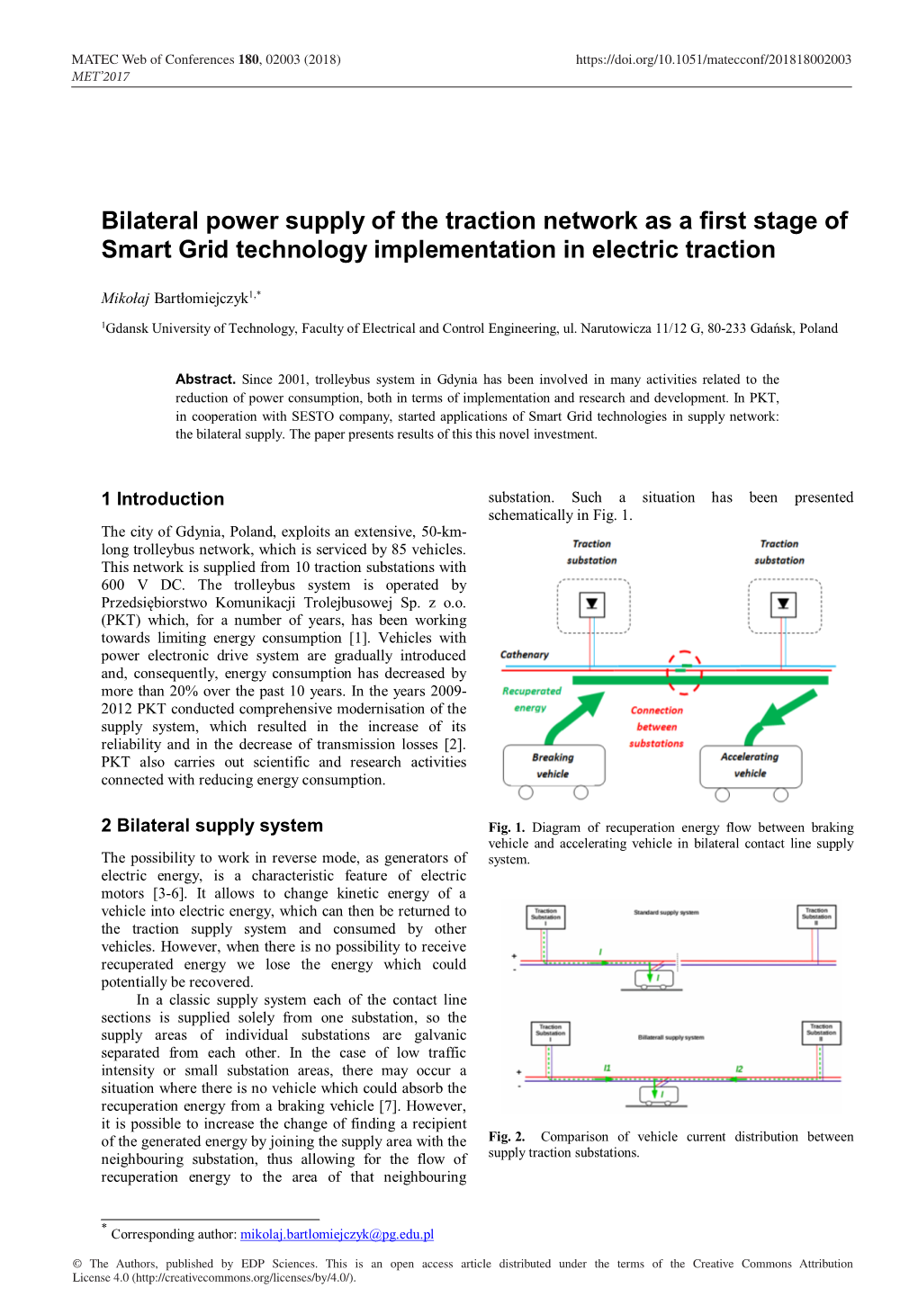 Bilateral Power Supply of the Traction Network As a First Stage of Smart Grid Technology Implementation in Electric Traction