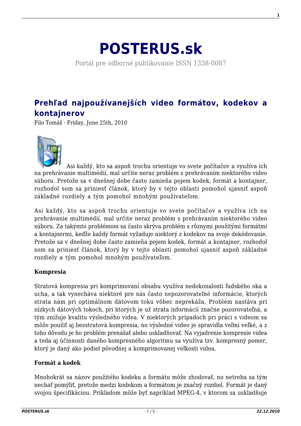 POSTERUS.Sk Portál Pre Odborné Publikovanie ISSN 1338-0087