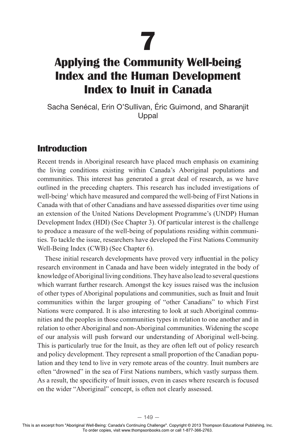 7. Applying the Community Well-Being Index and the Human Development Index to Inuit in Canada