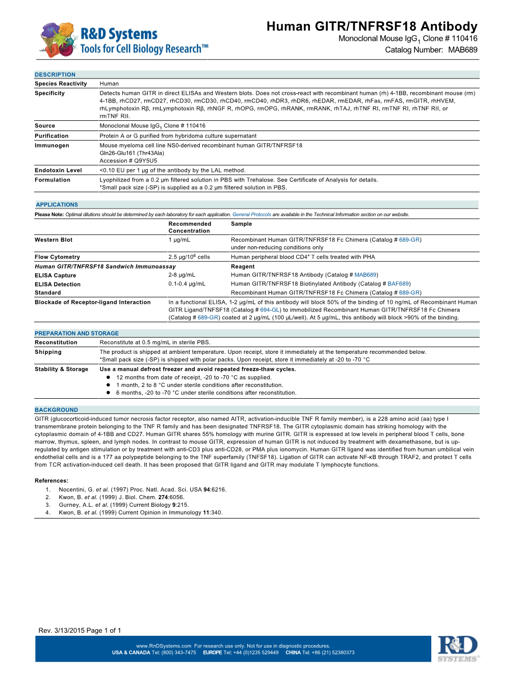 Human GITR/TNFRSF18 Antibody