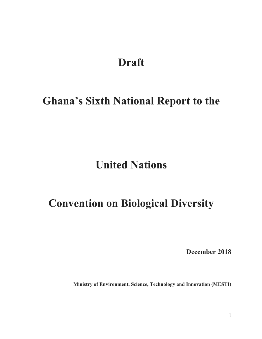 Ghana’S Sixth National Report to The