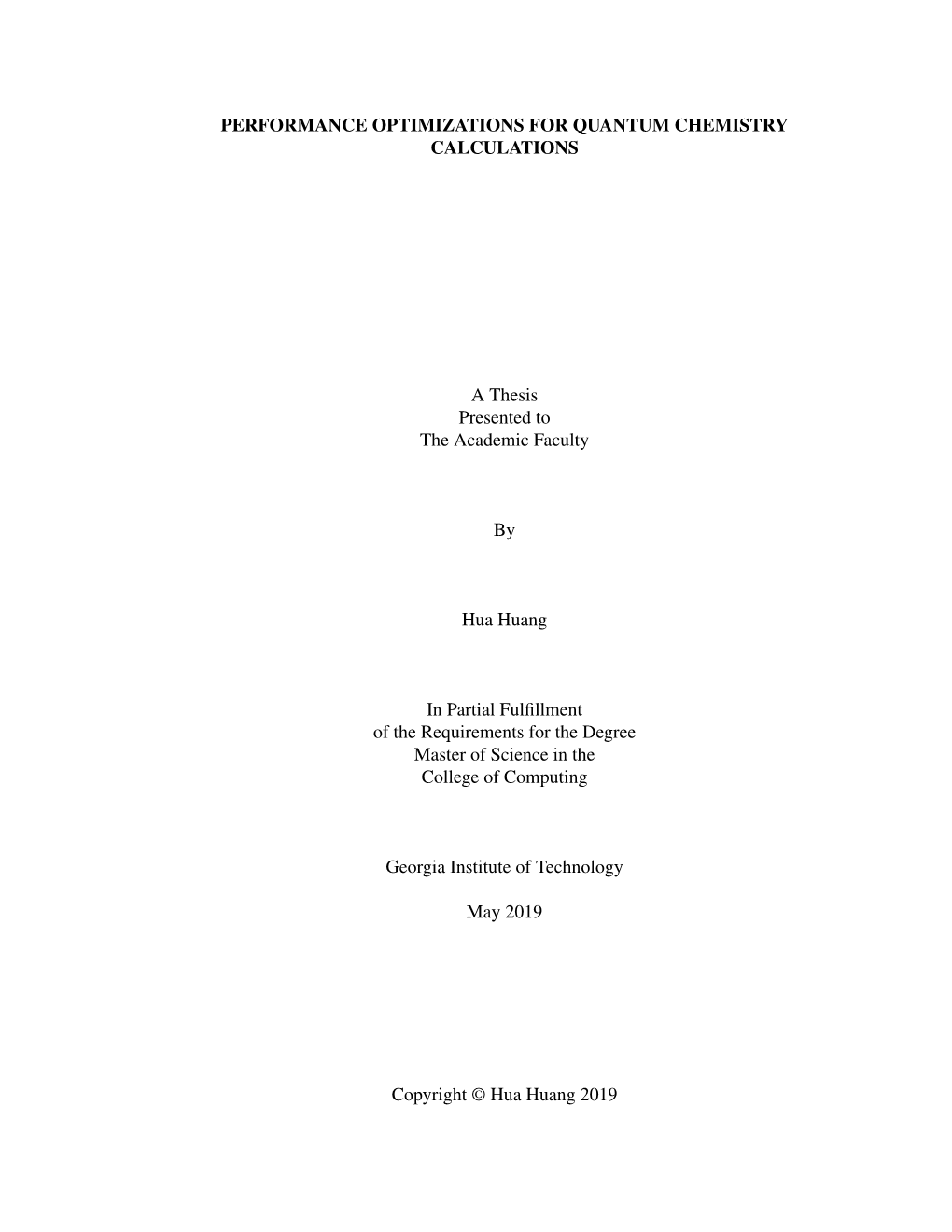 Performance Optimizations for Quantum Chemistry Calculations