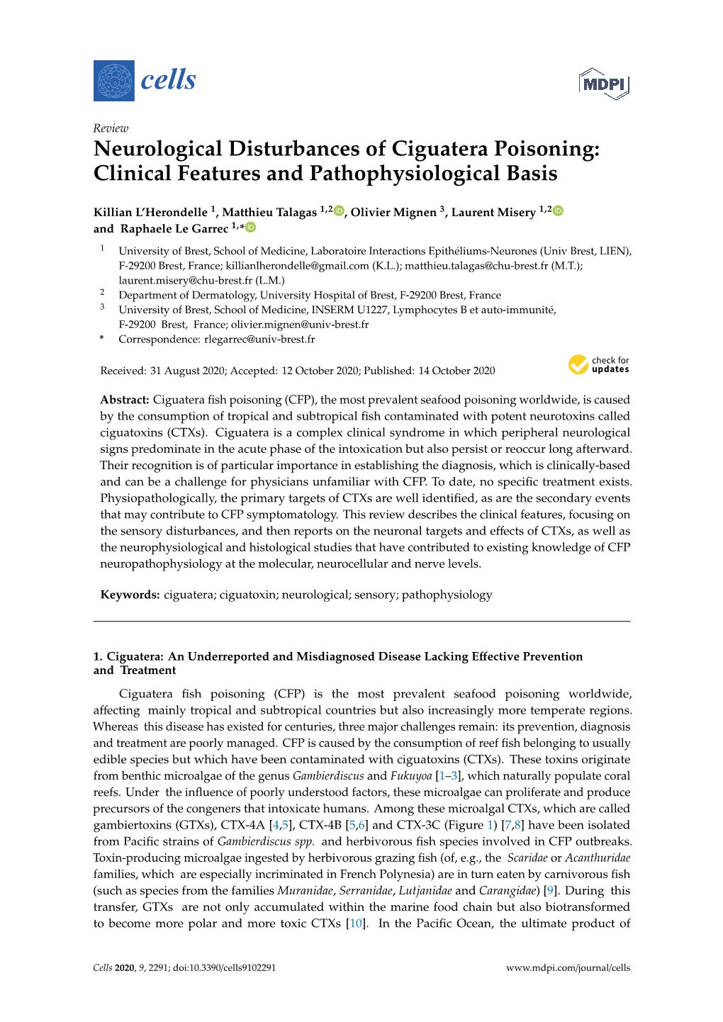 Neurological Disturbances of Ciguatera Poisoning: Clinical Features and Pathophysiological Basis