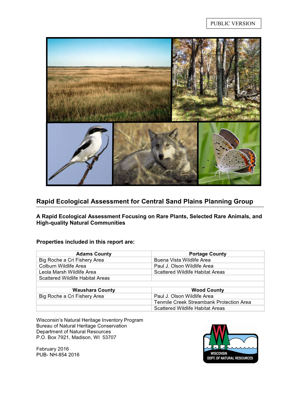 Rapid Ecological Assessment for Central Sand Plains Planning Group