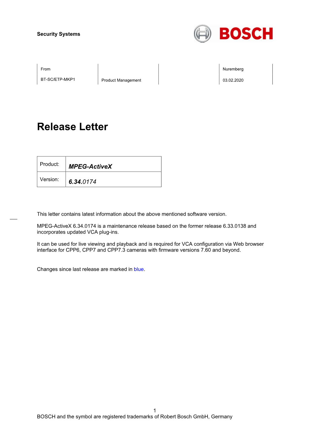 Bosch Releaseletter MPEG-Activex 6.34.0174