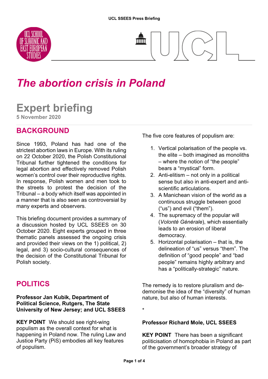 The Abortion Crisis in Poland Expert Briefing