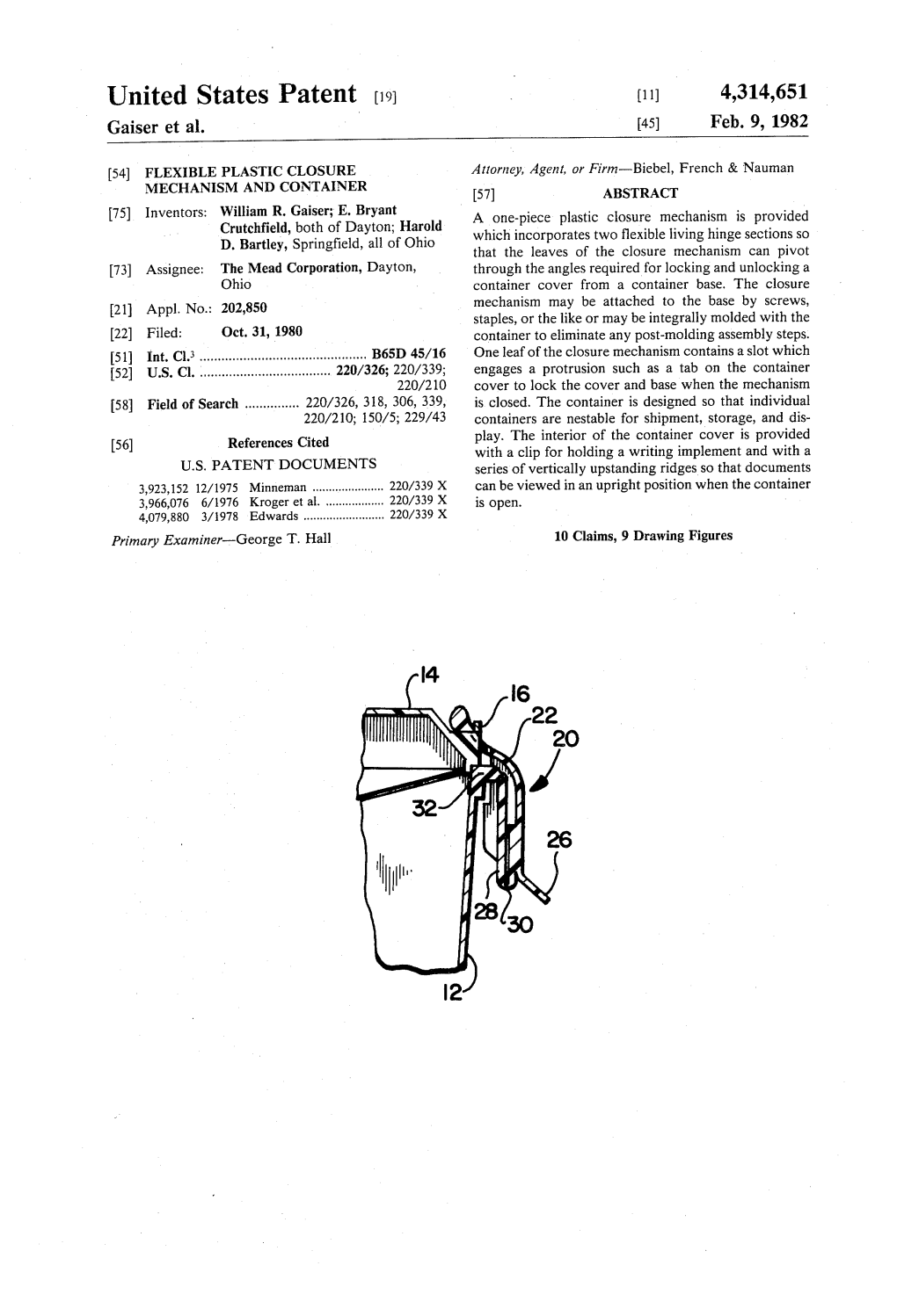 United States Patent 19 (11) 4,314,651 Gaiser Et Al