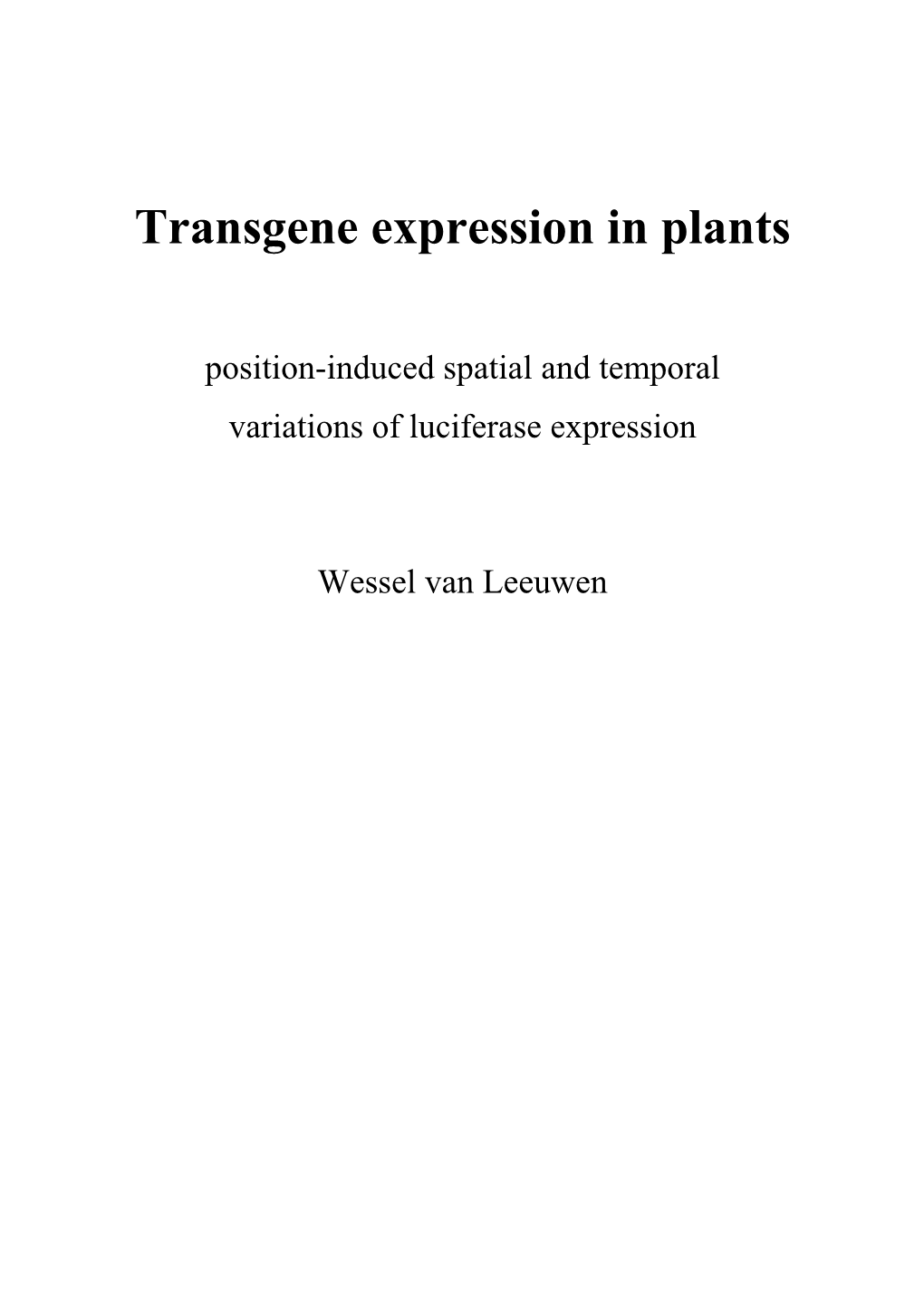 Transgene Expression in Plants