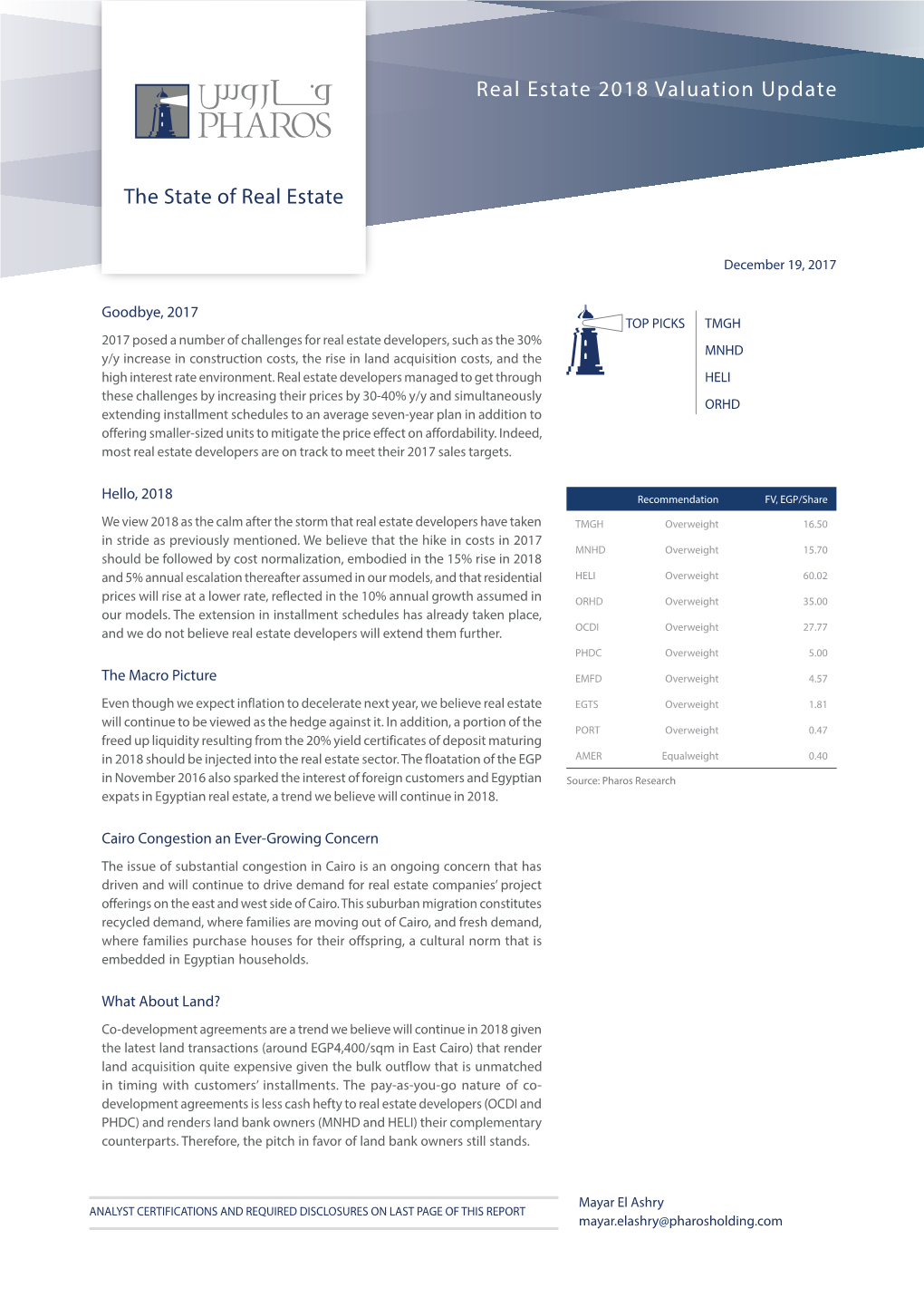 Real Estate 2018 Valuation Update