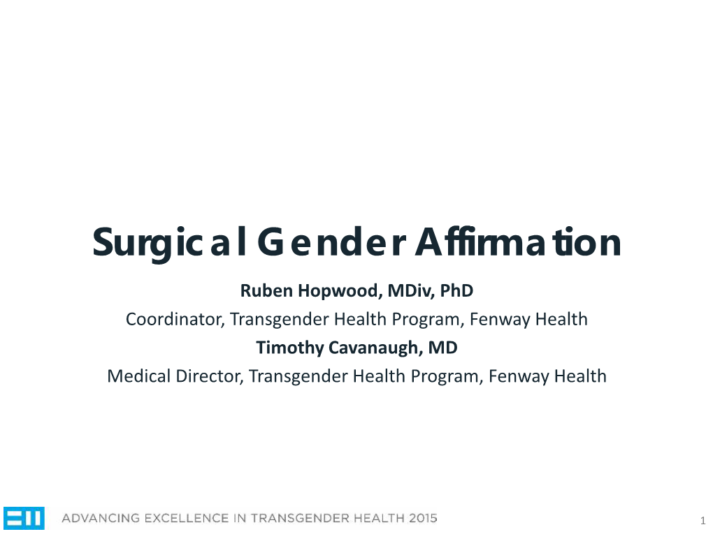 Surgical Gender Affirmation