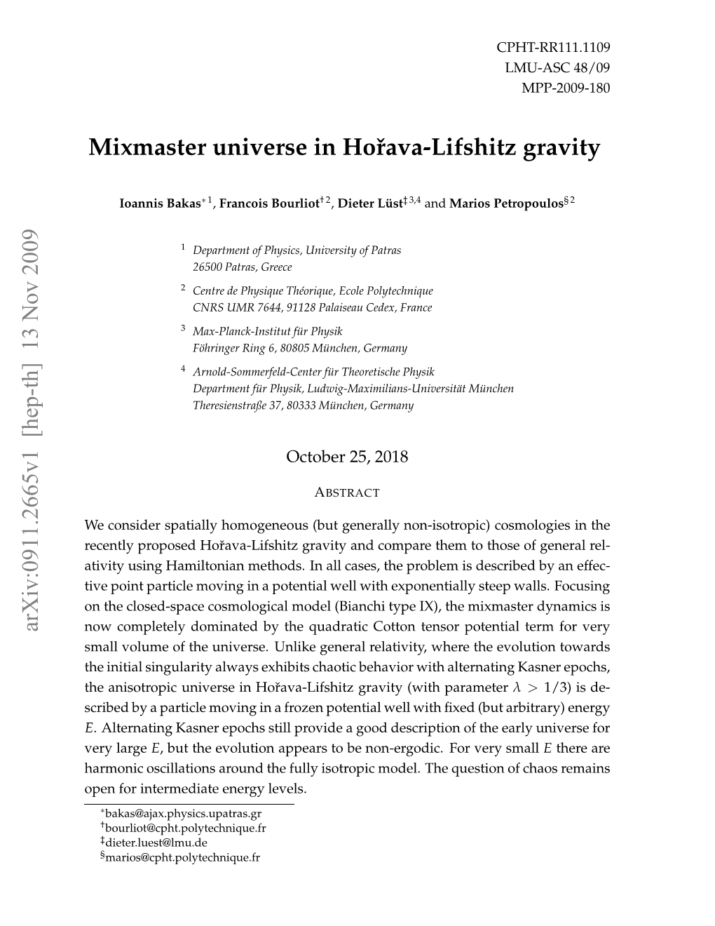 Mixmaster Universe in Horava-Lifshitz Gravity