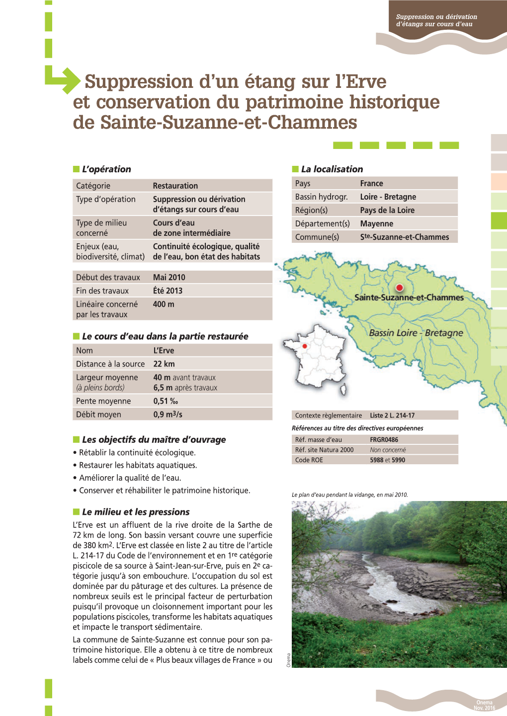 Suppression D'un Étang Sur L'erve Et Conservation Du Patrimoine Historique De Sainte-Suzanne-Et-Chammes