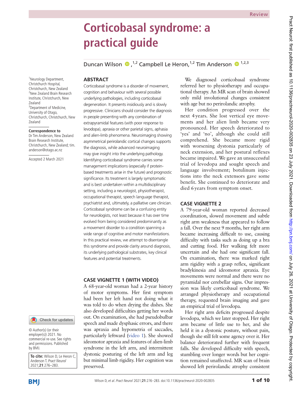 Corticobasal Syndrome: a Practical Guide