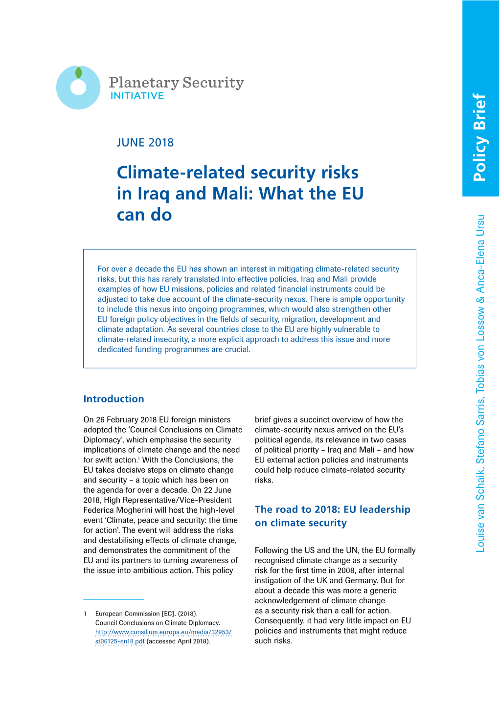 Climate-Related Security Risks in Iraq and Mali