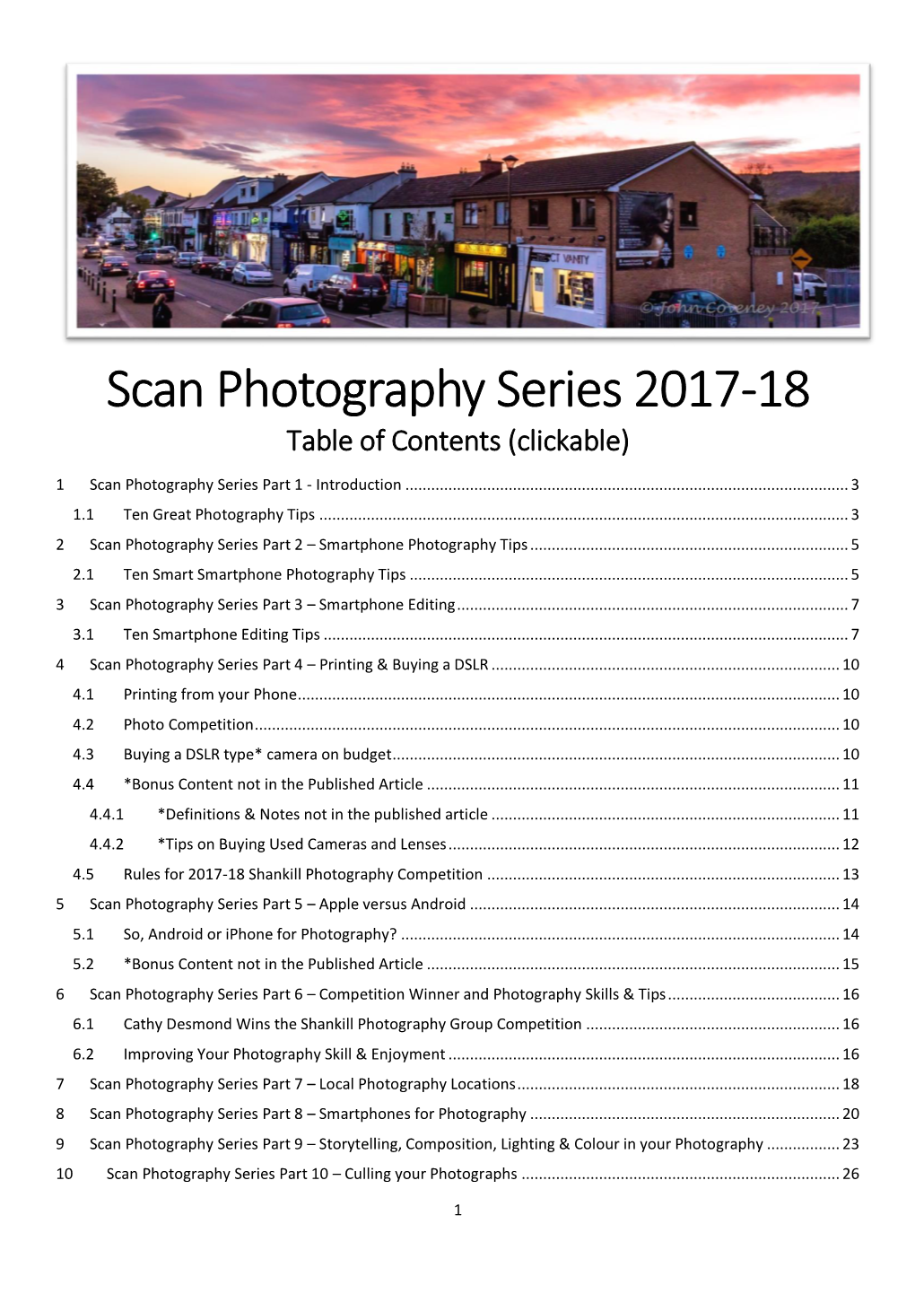 Scan Photography Series 2017-18 Table of Contents (Clickable)