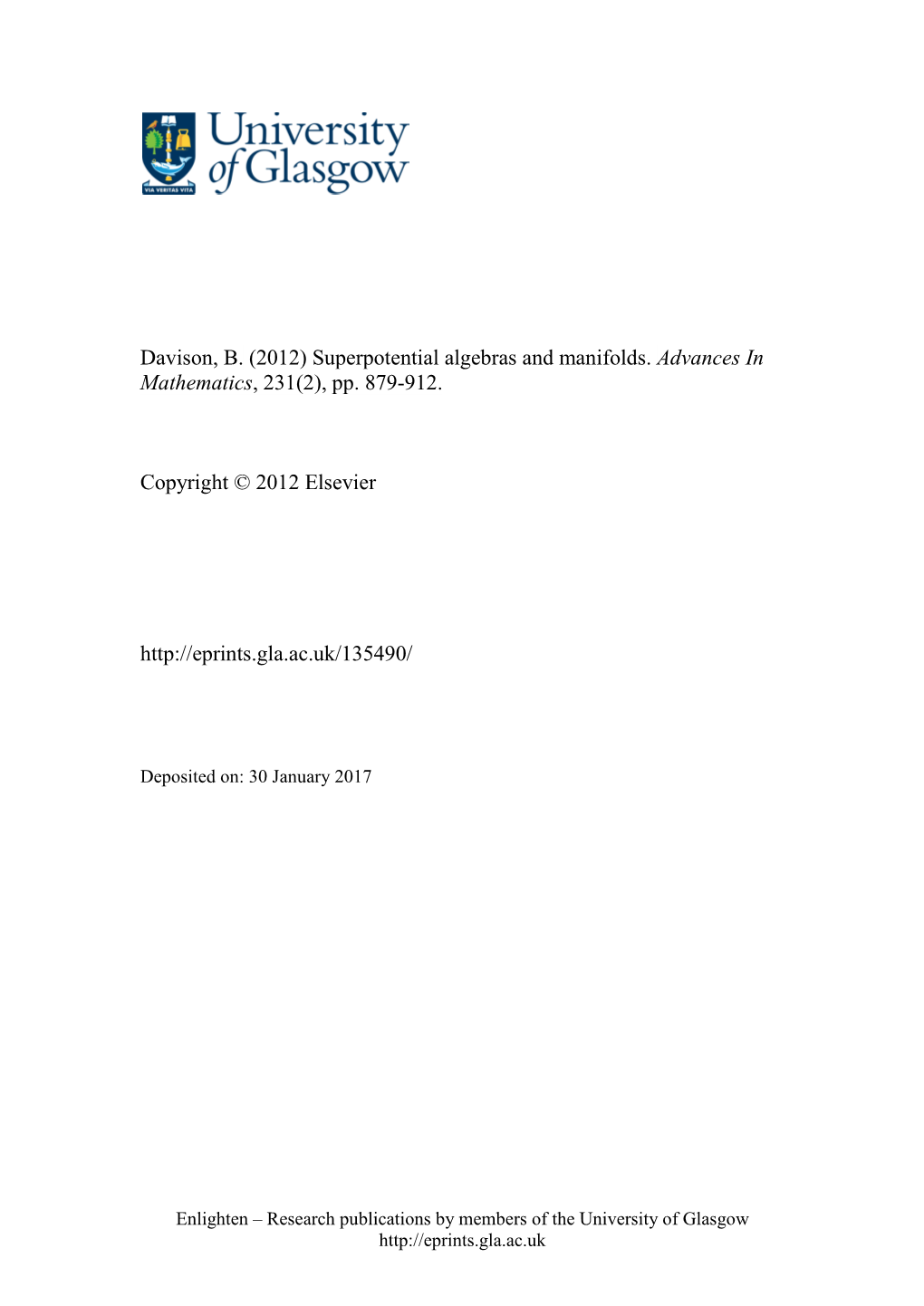 Superpotential Algebras and Manifolds. Advances in Mathematics, 231(2), Pp