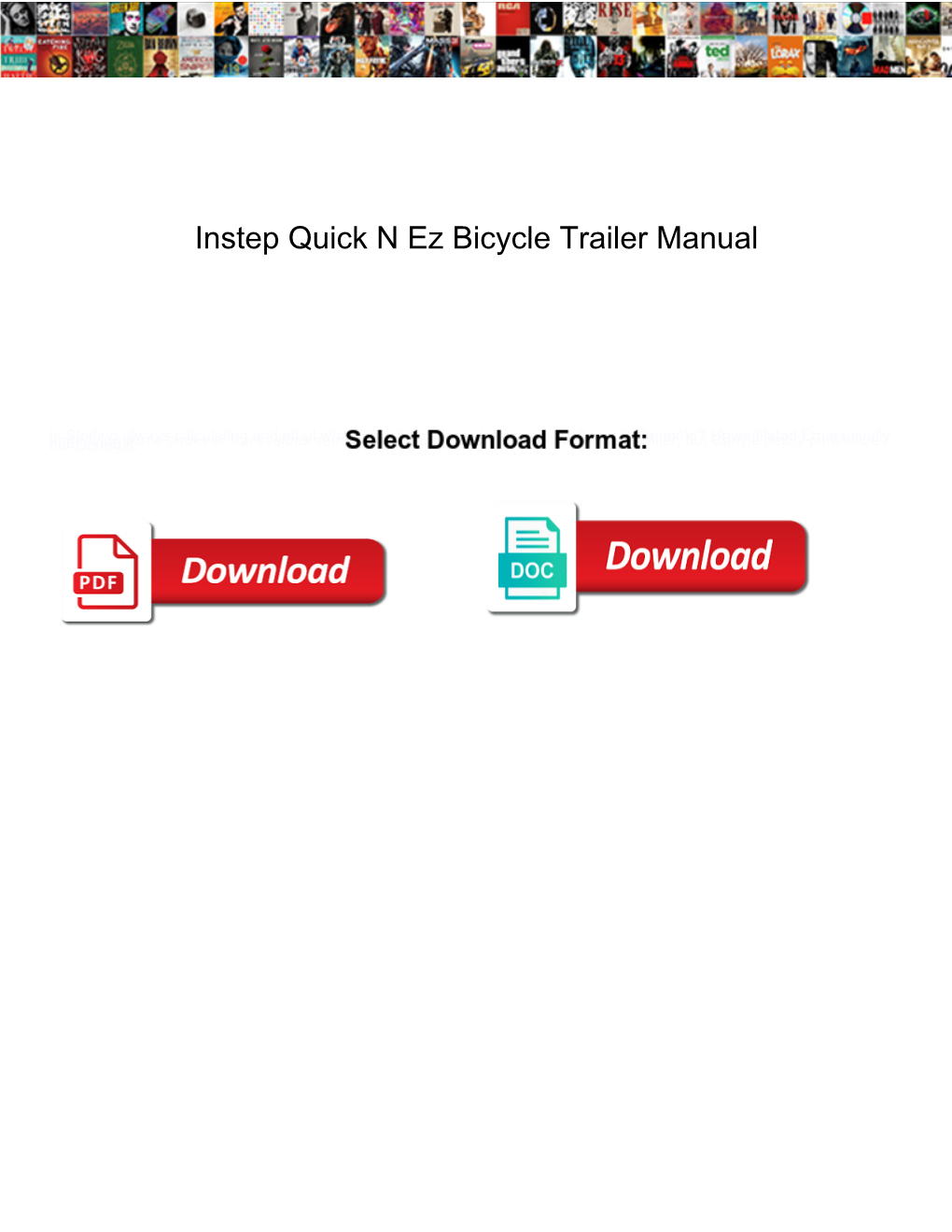 Instep Quick N Ez Bicycle Trailer Manual