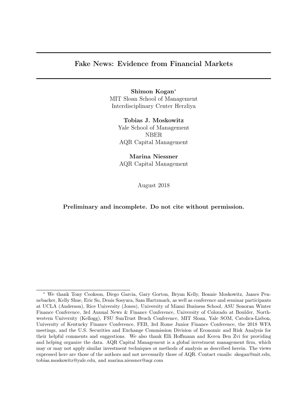 Fake News: Evidence from Financial Markets