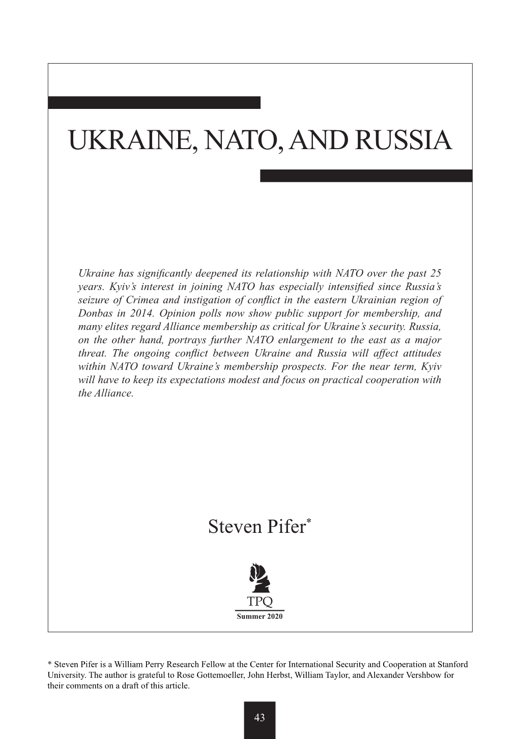 Ukraine, Nato,And Russia