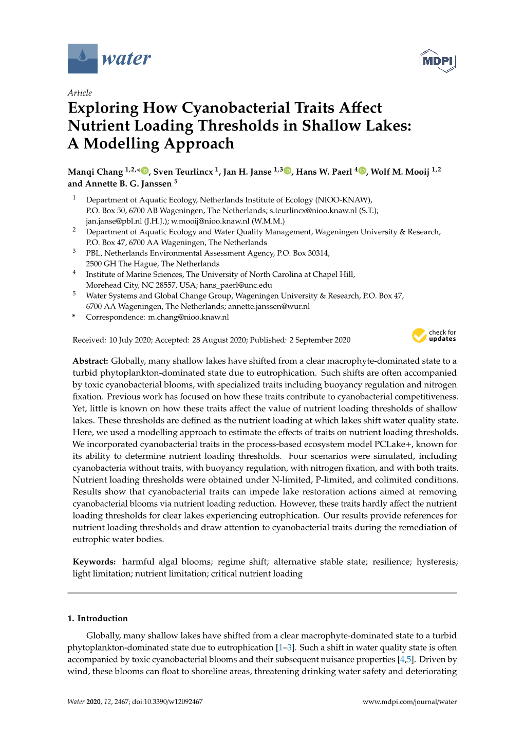 Exploring How Cyanobacterial Traits Affect Nutrient Loading Thresholds