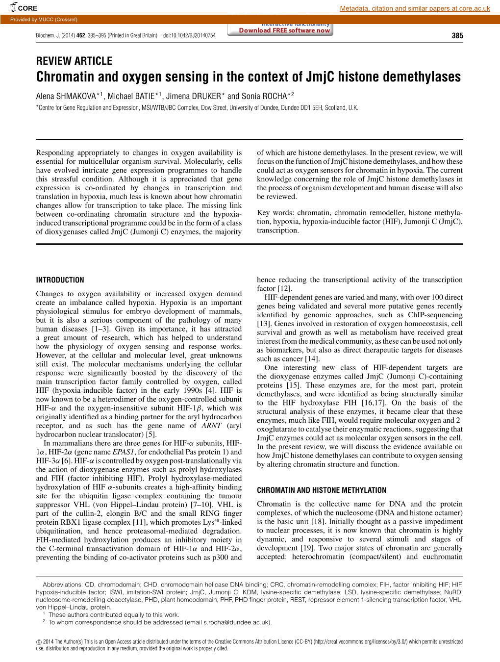 Chromatin and Oxygen Sensing in the Context of Jmjc Histone Demethylases