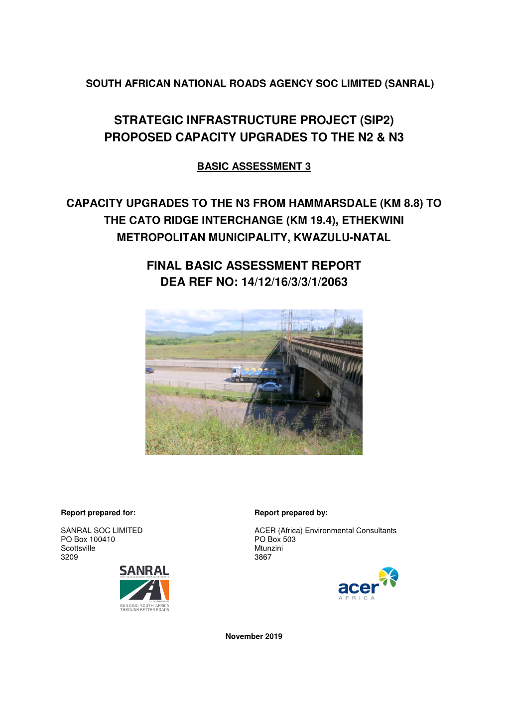Strategic Infrastructure Project (Sip2) Proposed Capacity Upgrades to the N2 & N3