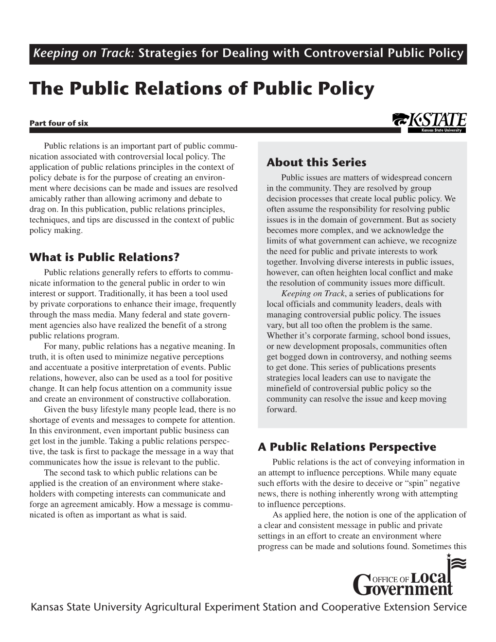 MF2494 the Public Relations of Public Policy