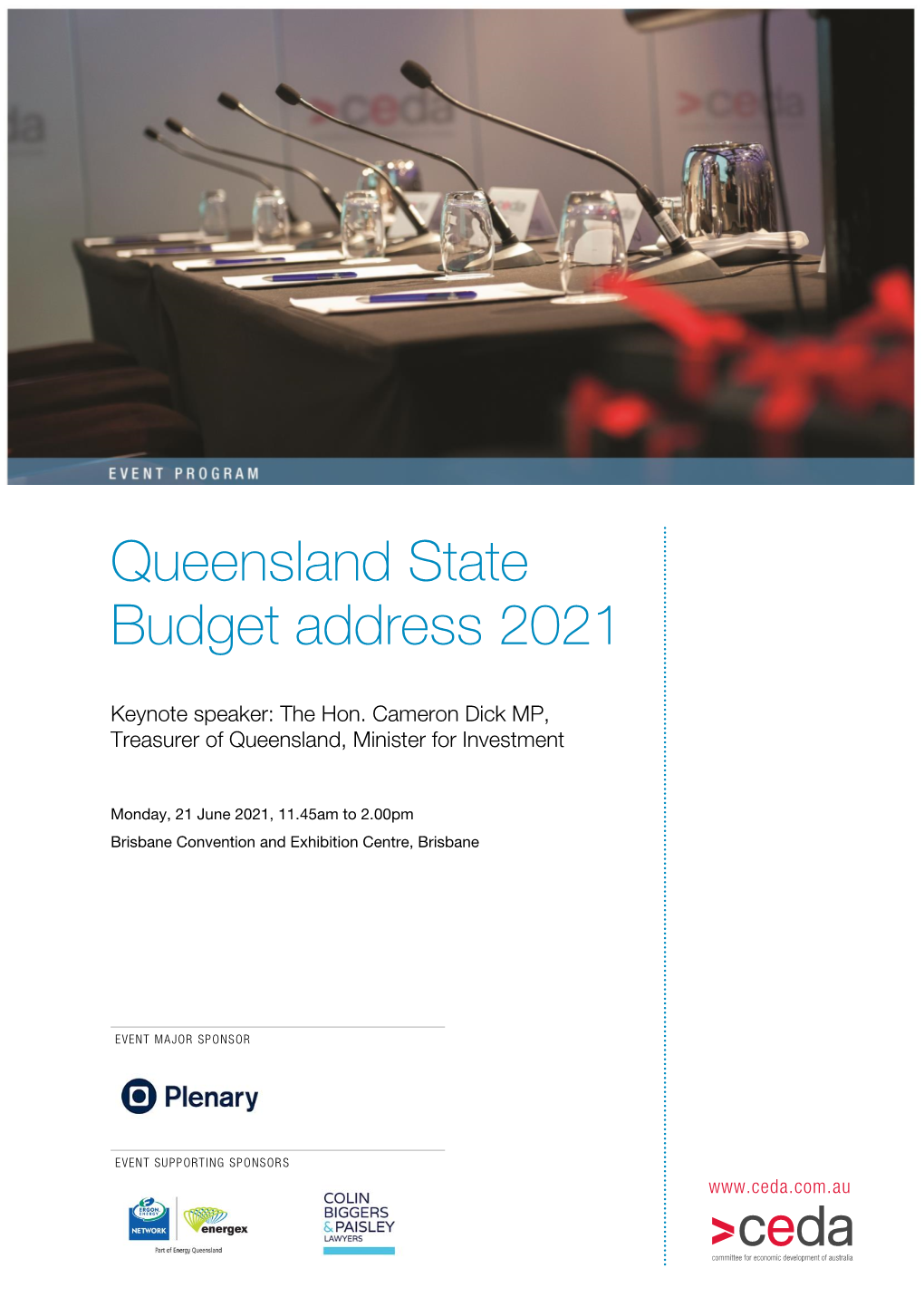 Queensland State Budget Address 2021