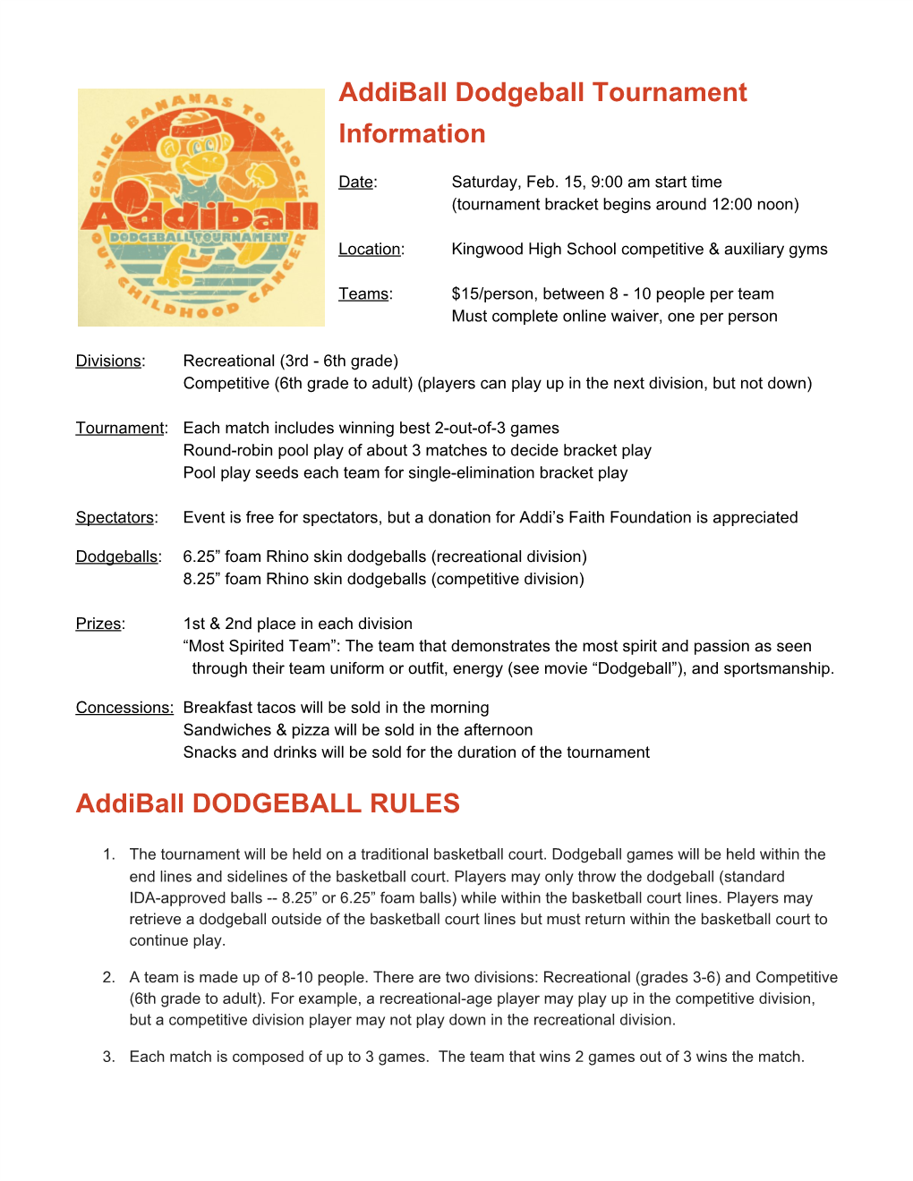 Addiball DODGEBALL RULES
