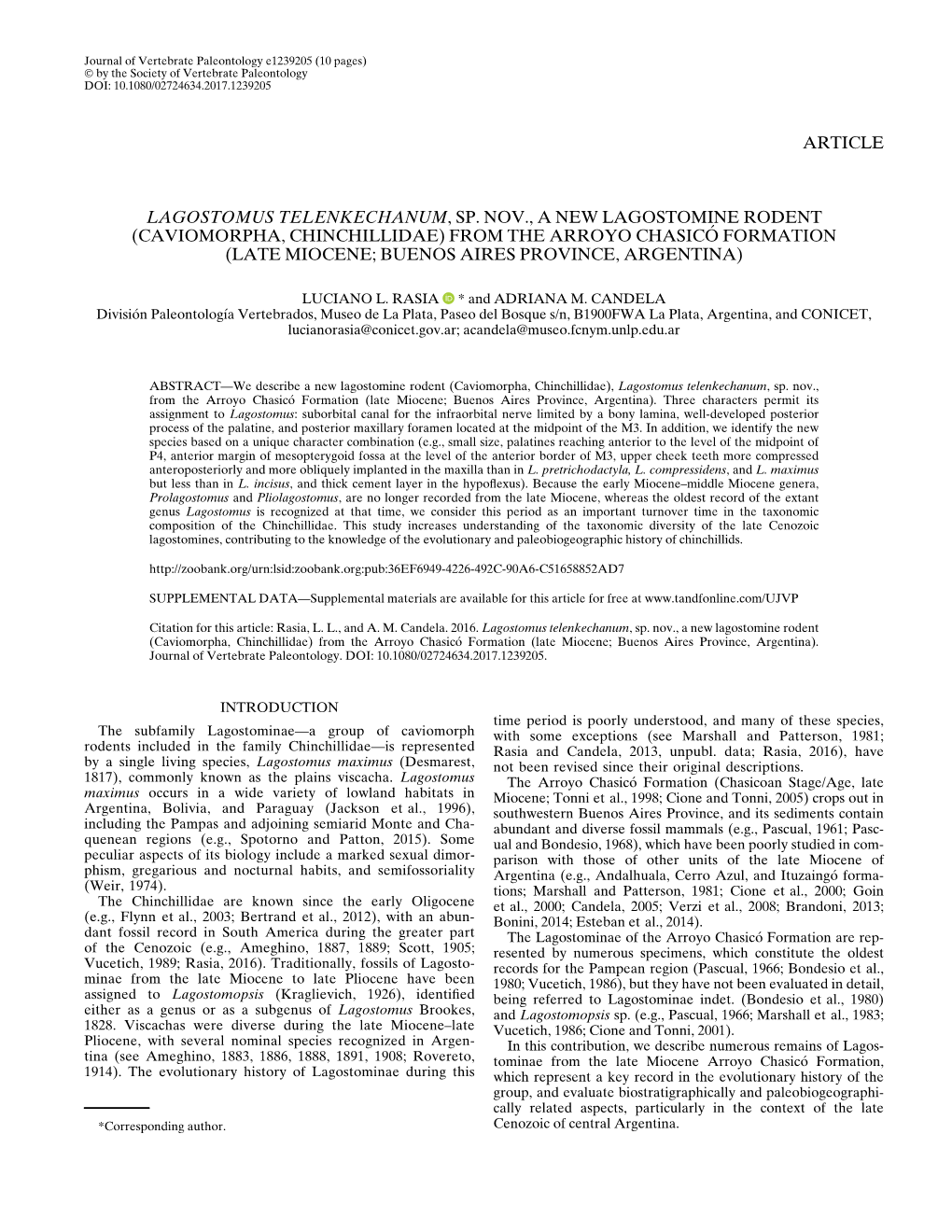 Article Lagostomus Telenkechanum, Sp