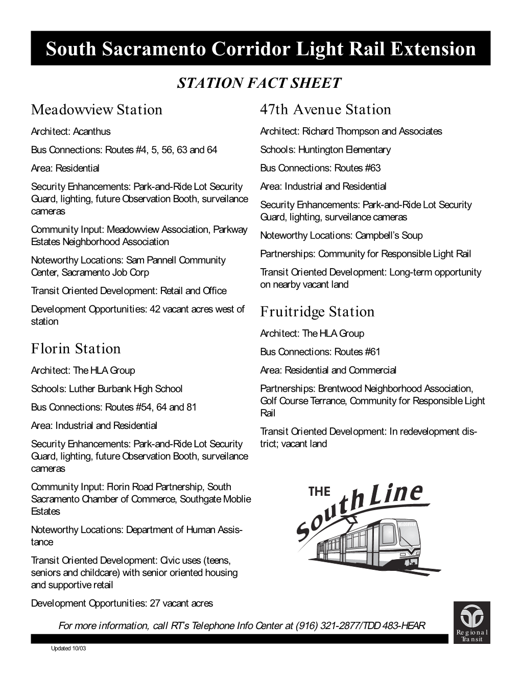 SOUTH LINE Fact Sheet