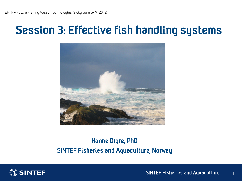 Session 3: Effective Fish Handling Systems