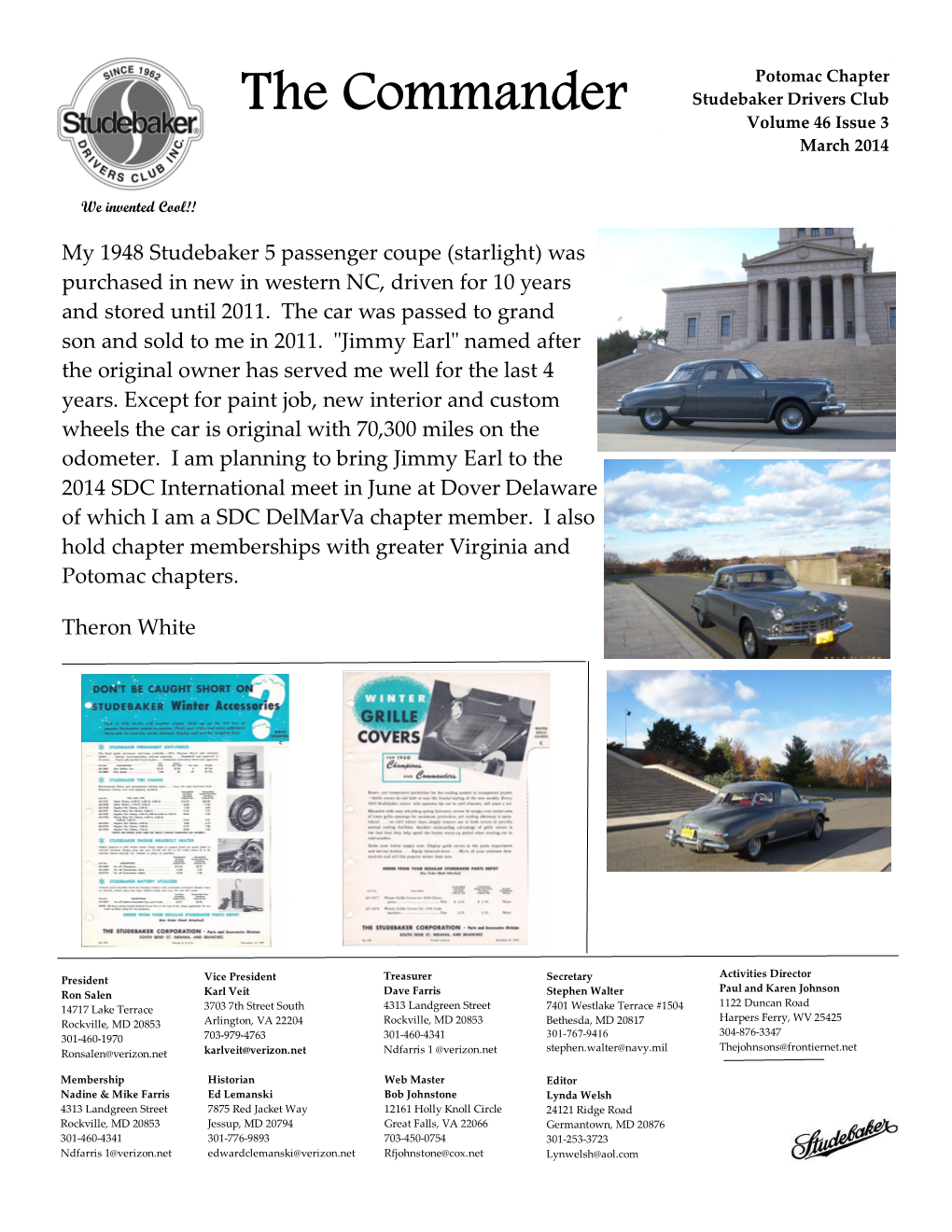 The Commander Studebaker Drivers Club Volume 46 Issue 3 March 2014