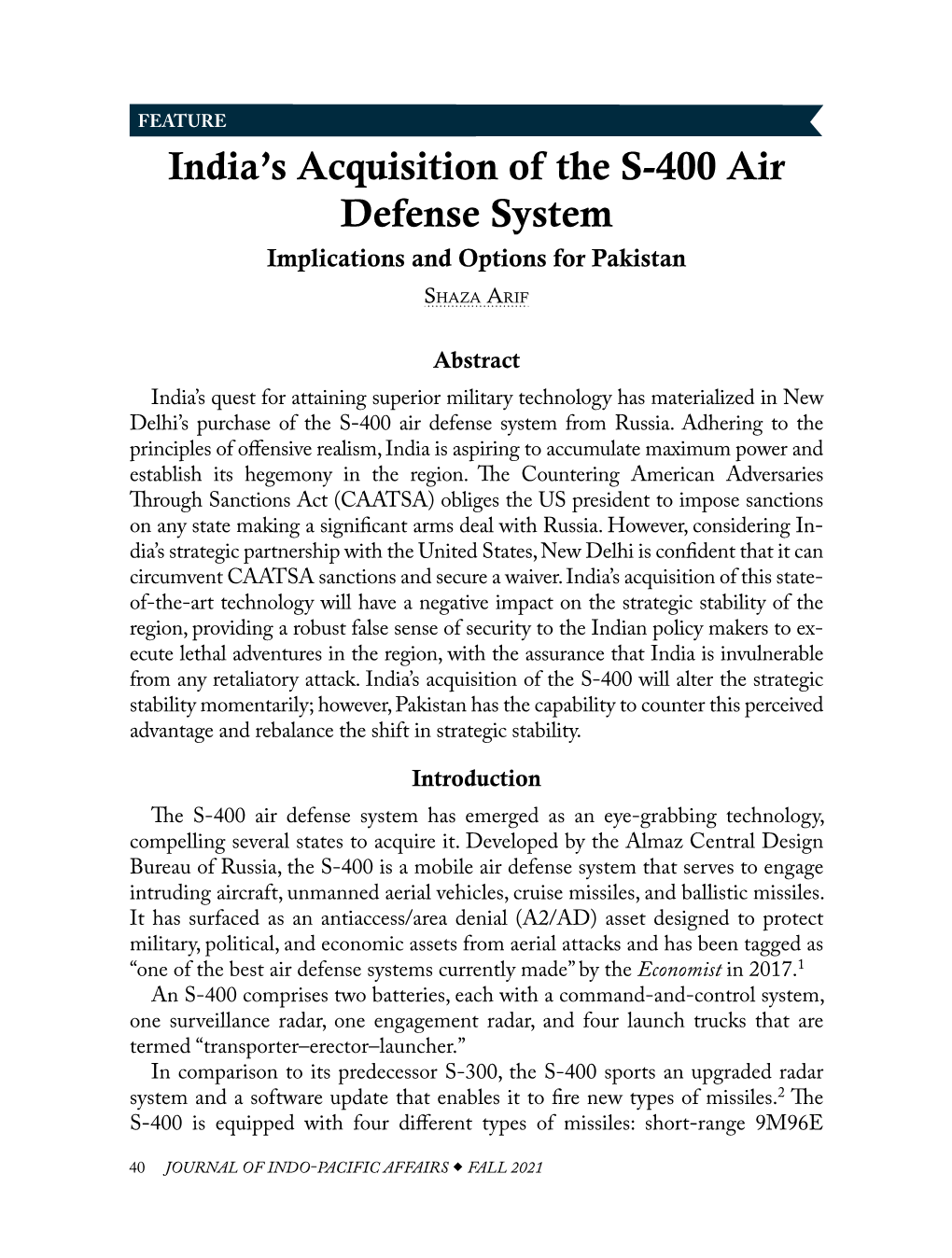 India's Acquisition of the S-400 Air Defense System