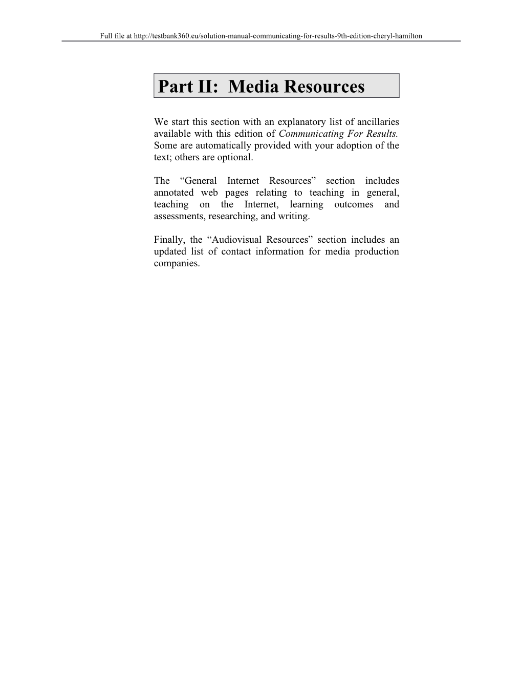 Part II: Media Resources s1