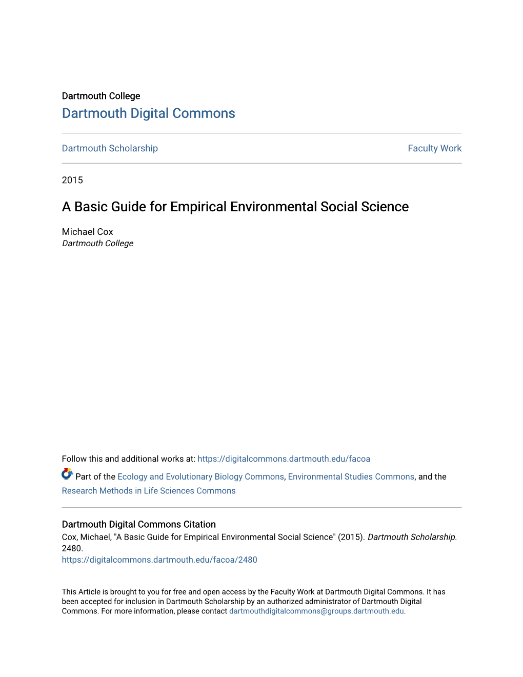 A Basic Guide for Empirical Environmental Social Science