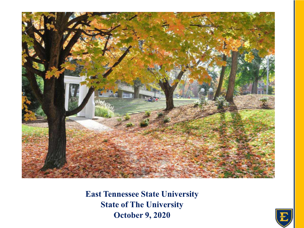 East Tennessee State University State of the University October 9, 2020 Presentation Overview